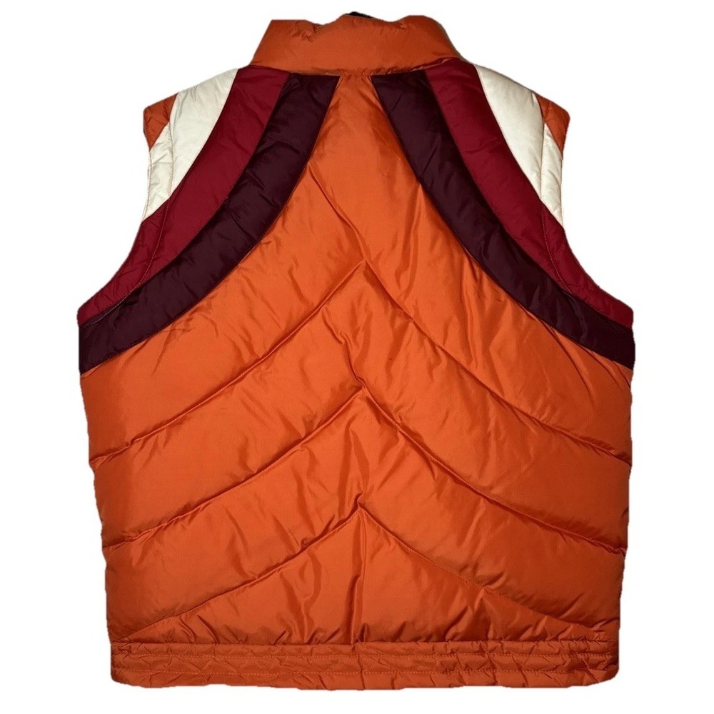 Vintage Y2K Old Navy Down Puffer Vest Womens Large‎ Orange Colorblock Zip - Picture 7 of 8